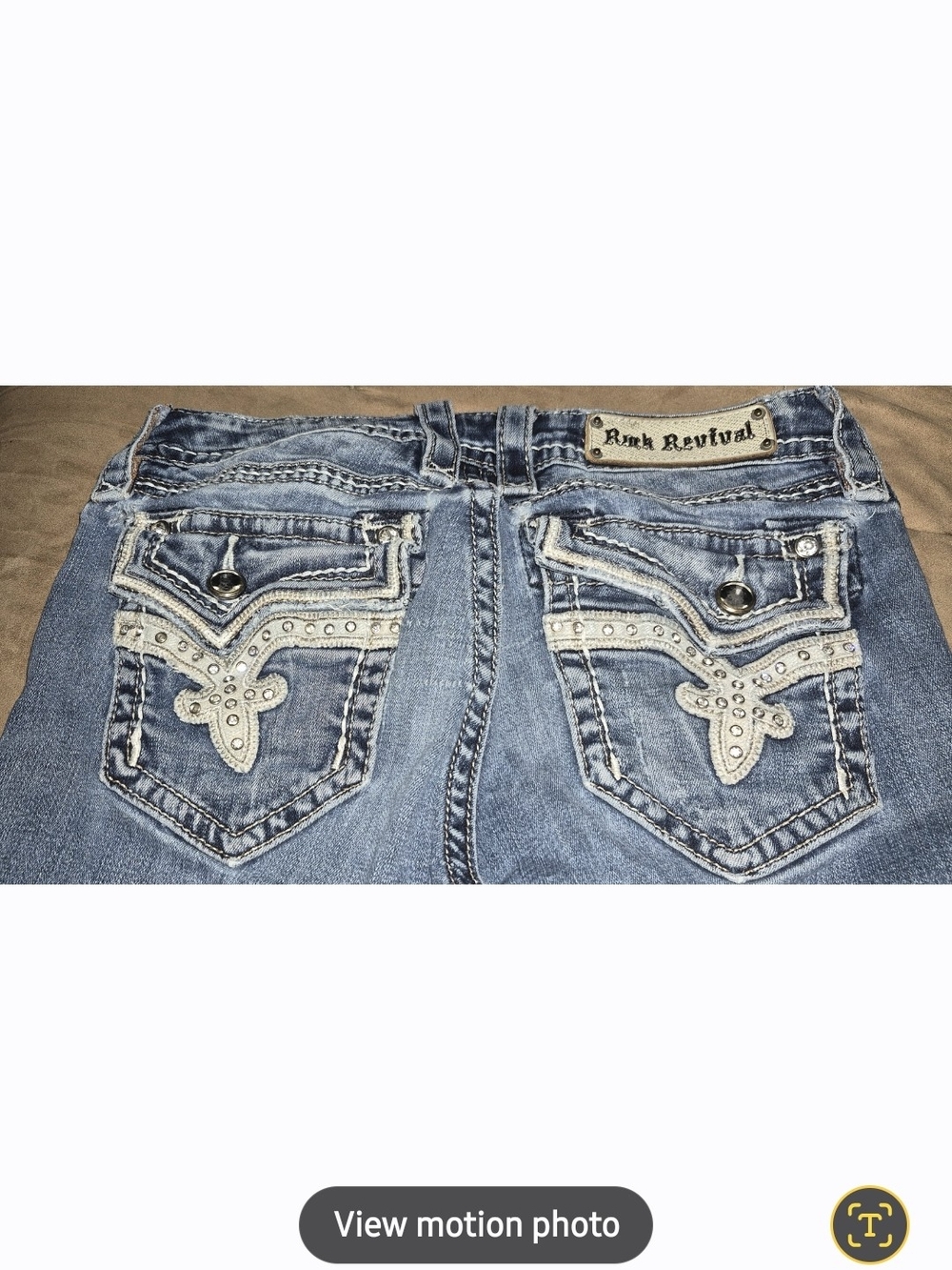 Rock Revival Kai Bootcut Light Blue Studded Embellished Back Pocket Jeans Size29